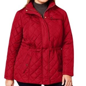 Charter Club Plus 1X Quilted Zip Front Jacket Red